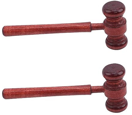 HugeDE 2 Pcs Wood Judge Gavels Auction Court Gavels Wooden Judge Hammers Wood Hammer Props Judge Costume Accessories for Lawyer Courtroom