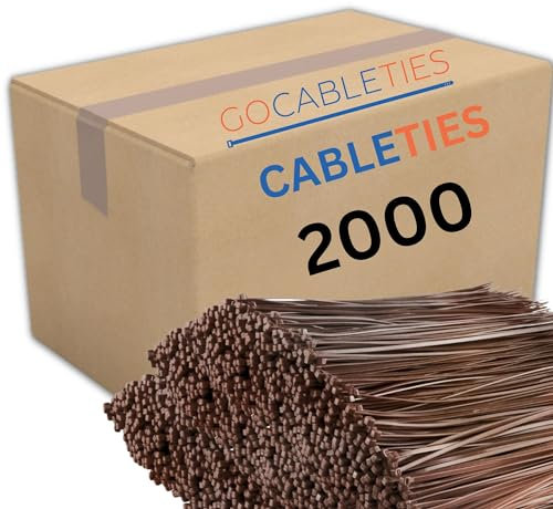 Gocableties Fascette fermacavi, in marrone, 300 mm x 3,6 mm, confezione da 2000, fascette stringicavo in nylon, in plastica, multiuso, meccanismo autobloccante sicuro, giardino, ufficio e fai da te