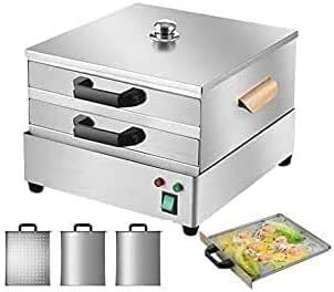 FUYAO Máquina eléctrica para Rollos de Fideos de arroz, vaporizador de Rollo de Fideos al Vapor de acero Inoxidable de 2 Capas con 3 bandejas para cocinar al Vapor