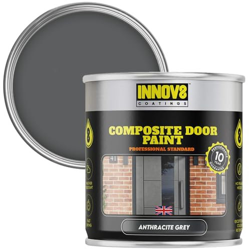 INNOV8 COATINGS COMPOSITE DOOR PAINT - 750 ml - No Primer or Top Coat - Fast Drying - Satin Finish - Anthracite GREY - Exterior Door Paint