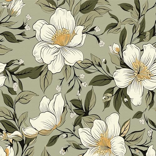 LZH-LP Papier Peint Autocollant, 44x600CM Floral Feuilles Vert Papier Contact Décoller Coller Vinyle Film Décoratif Amovible pour Armoires Murales