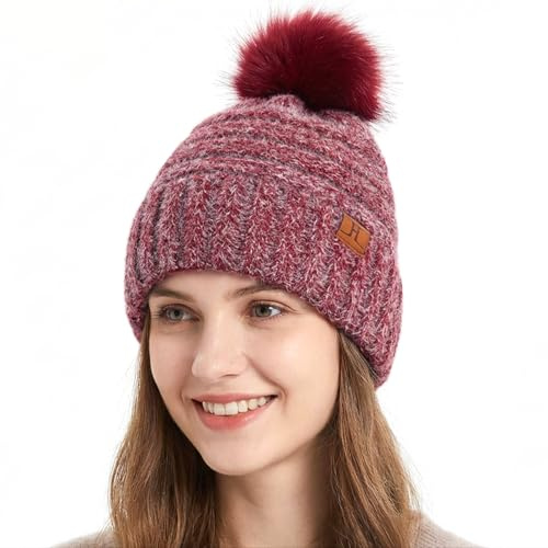 ZASFOU Damen Winter Mütze Beanie mit Fleecefutter Warme Kunst Nerz Samt Wintermütze Thermo Strickmütze Mützen für Frauen Geschenk