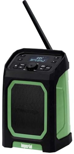 IMPERIAL DABMAN OR 5 - Radio da esterno con DAB+ e Bluetooth 5.3 (batteria 5.000 mAh, riproduzione 30 ore, 8 Watt, impermeabile IP65) - Nero/Verde