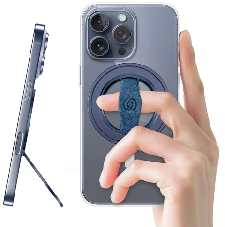 EWA MagOne 3rd Gen [Compatible with MagSafe] Phone Grip Stand with Finger Strap, Removable Magnetic Ring Holder Kickstand Loop, for iPhone 17, 16, 15, 14, 13, 12 Series - (Blue)