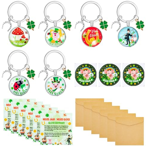 YAOZUP Amuleto de la Suerte Nochevieja, Pequeños Regalos para la Víspera de Año Nuevo Con Llavero, Tarjetas y Más - 2025