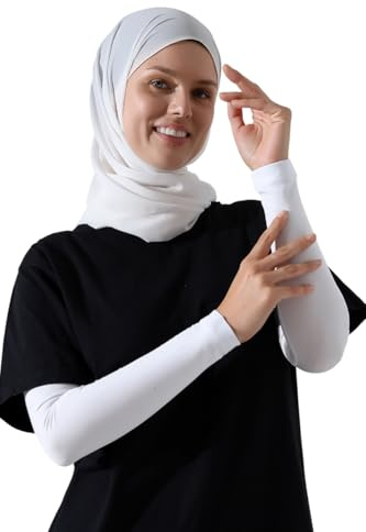 ihvan online, Manches Hijab pour Femmes, Manches de Prière Musulmanes pour Femmes, Manches Modestes et Extensibles pour Couvrir les Bras, Blanc, taille unique