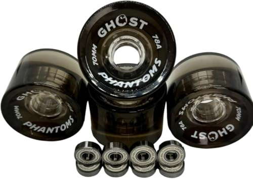 GHOST BOARDS Jelly Phantoms 70mm 78A Long Board Wheels with ABEC-7 Bearings for Smooth Cruising - Skateboard Wheels Provide Grip & Speed - Ghost Wheels Built for Tricks & Control (Black)