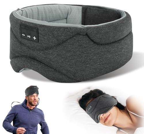Schlafkopfhörer Bluetooth, Schlafmaske für Frauen Herren, Seitenschläfer, Weißes Rauschen Augenmaske, Timing-Funktion, mit Mikrofon für Reisen/Nickerchen/Yoga/Meditation, Geschenke