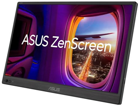 ASUS ZenScreen MB169CK Portable USB Monitor- 16 inch (15.6 inch viewable), Full HD, IPS, dual USB Type-C, mini-HDMI, Flicker Free, Blue Light Filter, Anti-glare surface, 360° kickstand