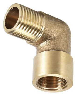 MACHSWON 1Pcs Brass Pipe Fitting 90 Degree Elbow - 1/4 BSPP Male to 1/4 BSPP Female, Leak-Proof Threaded Connector for Plumbing & HVAC