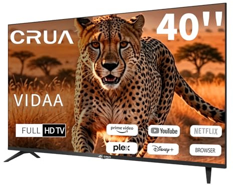 CRUA VIDAA Smart TV,101(40 Inch) TV,1920x1080P Full HD TV,LED TV with HDMI/USB/AV IN/Triple Tuner DVB-T2/T/C/S2/Compact and Smart for Your Home,Black [Energy Class E]