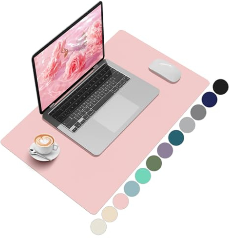 Zindoo Rosa Schreibtischunterlage 60x40cm PU-Leder Mauspad Rutschfest | Stylische Tischunterlage für Mädchen , Teenager und Frauen,, wasserfest, ideal für Büro, Kinderzimmer & Homeoffice