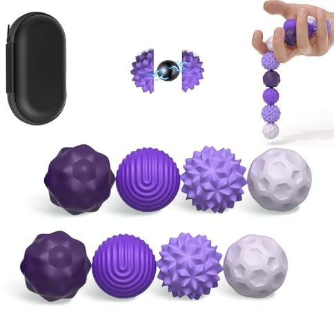 8 st magnetiska stressleksaker – fidget silikonleksaker, perfekt för stress, avkoppling och fokus för barn och vuxna (lila)