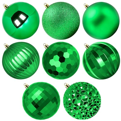 Benjia Weihnachtskugeln Groß Aussen, Extra Bruchsicheres Outdoor Draußen Draussen Kunststoff Weihnachtskugel Christbaumkugeln Kugeln Weihnachten (15cm/8STK, Grün)