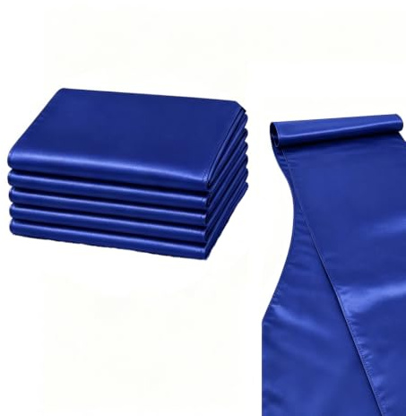 virkwuy 5 Stück Tischläufer Blau, Stoff, Table Runner für Lange Tische | Satin-Tischset in Reiner Farbe, zum Schutz der Tischplatte, zur Verschönerung des Hauses, Runde Tische