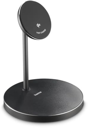 Hama Induktive Ladestation 15 W, Qi2-zertifiziert, 2in1, MagSafe-kompatibel | Magnetischer Wireless Charger schwarz/anthrazit, kabellos laden, Schnellladen für mehrere Geräte