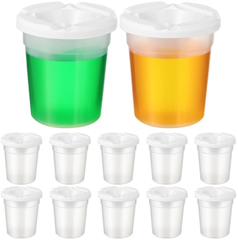 HORIALENCE 12 Stück Farbbecher Mit Deckel Auslaufsichere Pigmentbecher Für Kinder Wasserfarben Und Aquarellmalerei Leichte Malbecher Für Schule Kunstunterricht Und Unterwegs