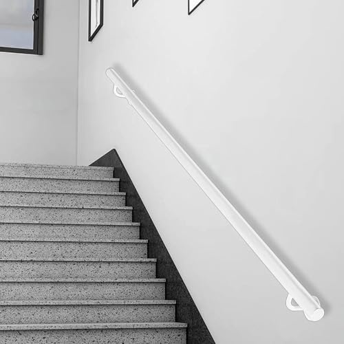 Pasamanos de Escalera Blanco, barandilla de Seguridad para Exteriores con Tubo Redondo para Montaje en Pared, 1 m, 180 cm, 2 m, 240 cm, 2,5 m, 3 m, barandilla Industrial de Hierro Forjado.(510cm)