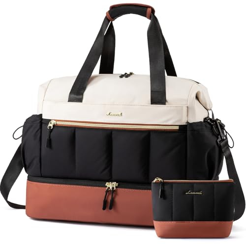 LOVEVOOK Travel Duffel Bag, Weekender Bags for Women, Large Overnight Bags with Shoe Compartment, 38L Carry on Gym Hospital Bag with Wet Pocket, 2 Pcs