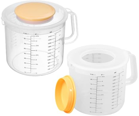 CIYODO 2 pezzi Misurino con da Tazze di Miscelazione in Plastica Trasparente con Scala Graduata Contenitore per Impasti Uova Strumento per Cucina e
