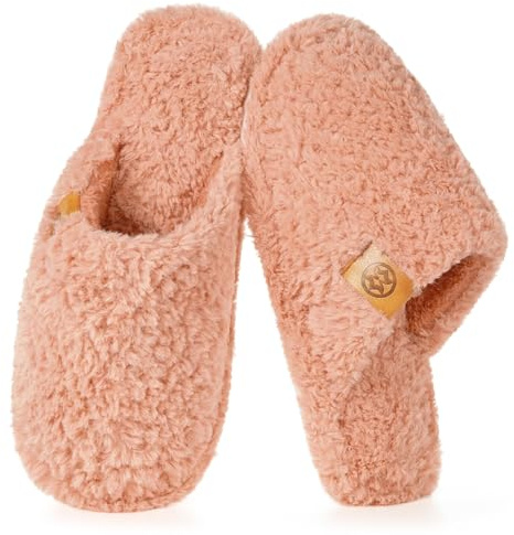 Pantofole Donna Uomo Memory Foam Peluche Ciabatte Antiscivolo Punta Chiusa Scarpe da Casa Slippers,Rosa Intenso,40/41 EU