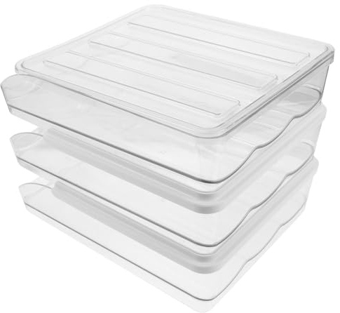 Toddmomy Huevera Transparente Apilable de Tres con Función Rodante para Frigorífico Organizador de Huevos de Plástico para Cocina que Ahorra Espacio y Facilita el Acceso Rápido