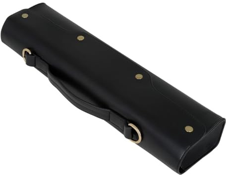 Cabilock Tragbare Flötenhandtasche aus Robustem Material mit 16/17 Löchern Schwarzes Lederetui mit Tragegriff und Schultergurt für Outdoor Auftritte