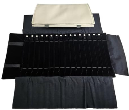 ZythrXLate Sac rouleau pour ranger les bijoux Organiseur de bijoux voyage en cuir, étui à pliable for bracelets, colliers, sac rangement for, sacs(Black)