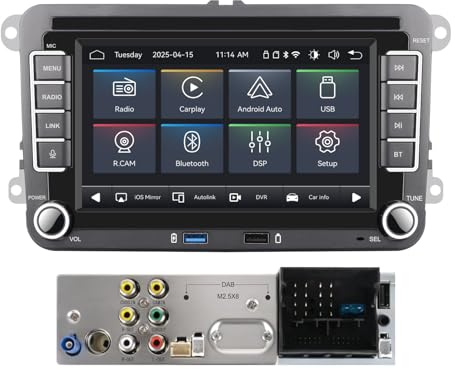 MAVYULQEF Linux Autoradio für VW Golf 5/6 Passat Jetta Caddy EOS T5 Tiguan Touran CC Polo, Plug & Play mit Originalstecker, Wireless CarPlay Android Auto, Bluetooth, RDS, FM/AM, USB