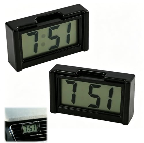 2 PCS Relojes Digitales, Mini Relojes, Relojes de Coche, Pantalla LED Compacta para Hora y Fecha, Parte Trasera Autoadhesiva, Diseño Pequeño Y Práctico para Coches, Hogar, Oficina