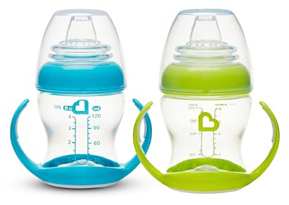 Munchkin 2 Pack Gentle Transition Baby Cups |Clear Bottle|118ml |Blue/Green