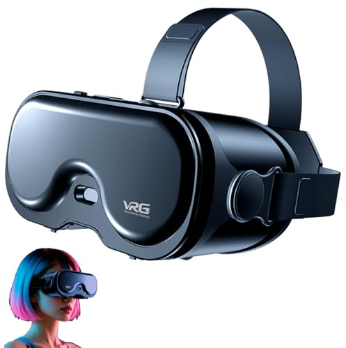 VR glasögon för Smartphone 3D Virtual Reality headset utan hörlurar, HD-anti-blåljus-linser, IPD & fokusjusterbar, kompatibla med iPhone och Android (5–7 tum) (utan hörlurar)