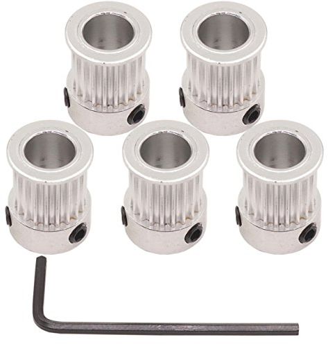 WINSINN Aluminium 2GT GT2 Synchronrad 20 Zähne Bohrung 8 mm 20T Zahnriemenscheibe für 3D-Drucker Breite 10 mm Zahnriemen – RepRap Bowden Prusa I3 Mendel Makerbot Kossel Delta (5 Stück)