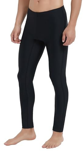 Ubestyle Leggings de natación con protección solar UPF 50+ para hombre, pantalones de natación, pantalones de playa, protección solar, Negro, Large