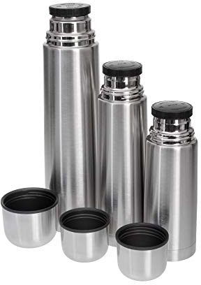 GRÄWE Isolierflaschen-Set 3-teilig Edelstahl 0,35 Liter,0,5 Liter und 1 Liter - Silber