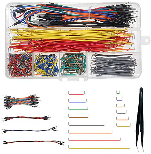WayinTop Breadboard Steckbrücken Drahtbrücken Jumper Wires Set, U-Form Breadboard Jumper Drähte mit 14 Verschiedene Längen + Flexible Breadboard Jumperkabel M/M + Pinzett