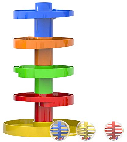WEofferwhatYOUwant Ball Drop Toy – Montessori STEM Tower for Toddlers 9M+ | Expandable Stackable Ramp Track with Rattle Balls | Sensory Baby Activity Toy for Learning Coordination & Motor Skills