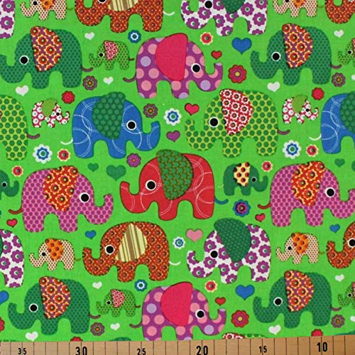Jersey Stoffe- Elefanten grün 0,50m x VB