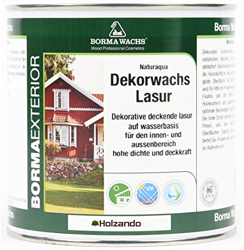 BORMA Naturaqua UV Buntlack Hochdeckender Holzlack Lasur deckend auf Öl und Wasserbasis für den Innen und Außenbereich 750 ml WEISS 50