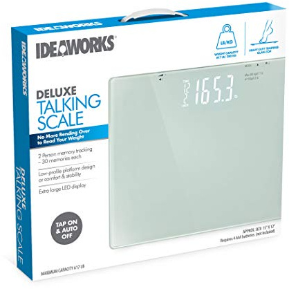 JB8524 Deluxe Talking Scale. Digital Body Weight Talking Bathroom Scale, High Precision Measurements, Over 600 Pound Capacity Weight Scale. Extra-Large Display, Auto-Calibrated, Precision Balanced