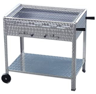 BSR-Grillen Holzkohlegrill Grillwagen mit Rollen Kohlegrill aus Edelstahl 81x53x80 cm Grillfläche 76x47 cm ideal für Privat Verein Catering Gastronomie (Grillrost Edelstahl)
