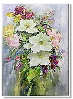 tymhrs Acrylbild,Seerose Blumen Ölgemälde Auf Leinwand Handgemalte Abstrakte Dicke Strukturiert