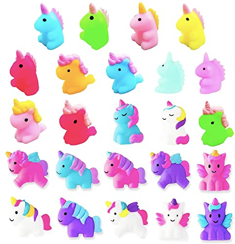 Mochi Squishy,24 Stück Squeeze Toy Set,Niedlich Einhorn Squishies Fidget Toys Anti Stress Spielzeug,Quetsch Tiere für mini geschenke Erwachsene Kinder,Stressabbau,Geschenktüten für Weihnachtsspielzeug