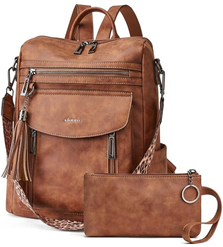 Shrrie Rucksack und Geldbörse für Damen, modischer Rucksack aus Leder, Designer-Reiserucksack, wandelbare Schultertasche, 12.5 x 5 x 13 inches