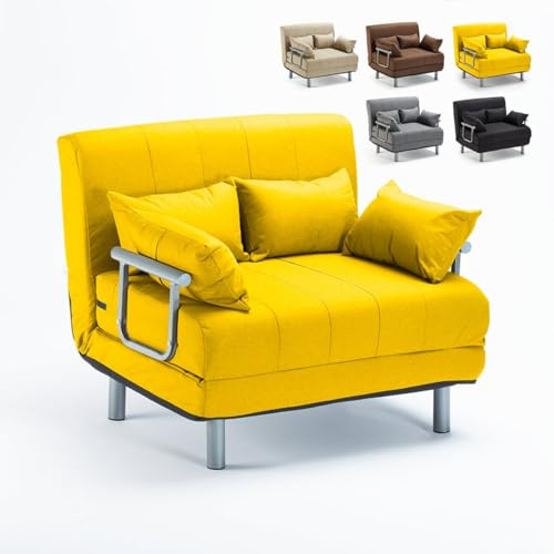 Produce Shop Divano Poltrona Letto Piazza e Mezza Pieghevole Tessuto Deborah Twin - Giallo