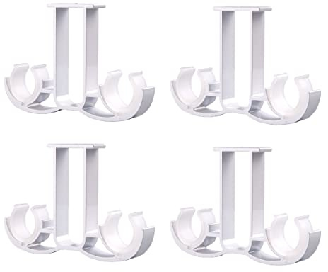 AYGCI Lot de 4 Tringles à Rideaux Double Supports de Tringle à Rideaux en Alliage d'Aluminium Fenêtre Décorative pour Salon Support de Plafond pour Rideau et Armoire avec Vis