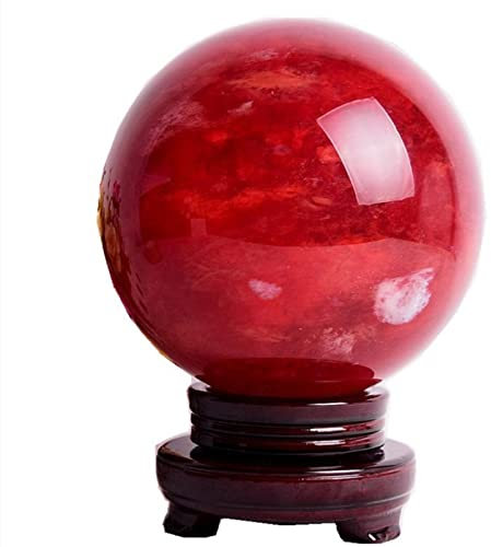 GOOBIX Karneol Heilkristall Weissagungskugel Skulptur Figur Edelsteinkugel, Feng Shui Chakra Aura Home Desk Decor Dekorative Sammlung, Mit Holzständer,3.14in