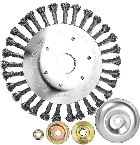 Wisebom 200x25,4mm Profi Unkrautbürste für Freischneider, Drahtbürste Wildkrautbürste Unkrautbürste mit 4 Zubehör Effektive Unkrautentfernung für Motorsense zum Unkraut entfernen