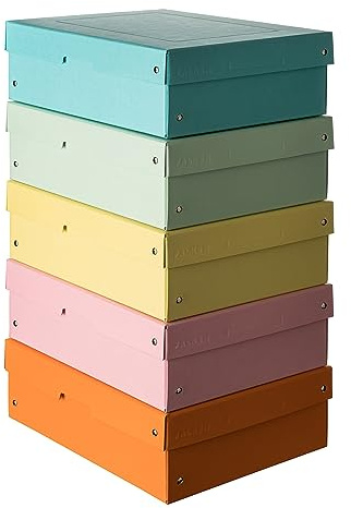 FALKEN PureBox Pastell aus Recycling-Karton 100 mm hoch DIN A4 1 Stück | Zufallsfarbe Aufbewahrungsbox mit Deckel aus stabilem Karton Vegan Geschenkbox Transportbox Made in ermany
