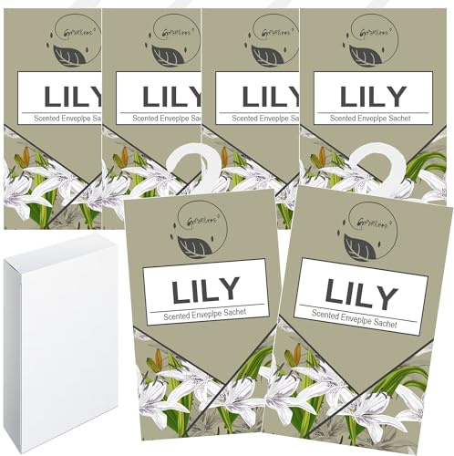 6PC Sachet Parfumé Armoire Sent Bon Maison, Sachet Armoire Parfumé, Parfum d Ambiance Maison Parfum d'intérieur, Desodorisant Vetement Armoire, Sachets Lavande Placards Parfum Voiture (lys)